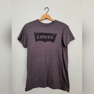 Levi's Heather Grey Batwing Logo Print Short Sleeve T Shirt- Small